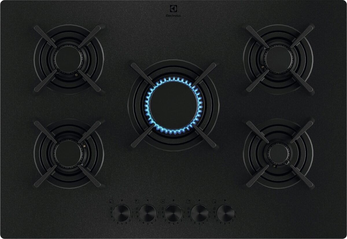 KGG753723L - Piano Cottura 5 Fuochi Gas 75 cm in Vetro Nero