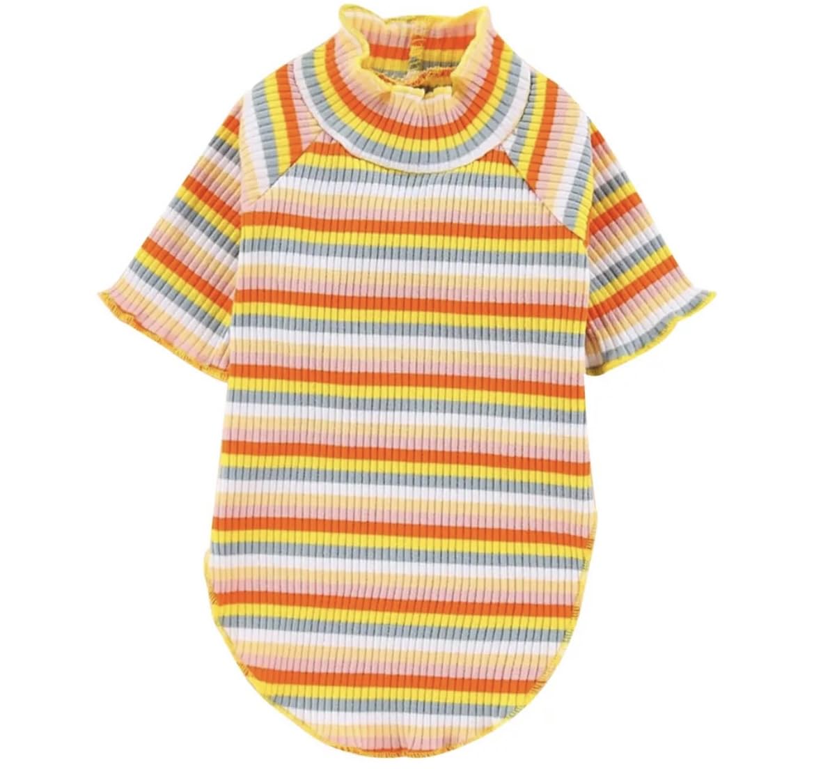 KUTKUT Stripe Print Pet Vest Stretchable Breathable Autumn, Spring & Summer Cotton Shirt for Small Dogs and Cats | Shirt for Pug, Poodle, Cavalier King Sphynx Cat, Peterbald Cat etc (SIZE: 2XL, Chest 52cm & Length 40cm)