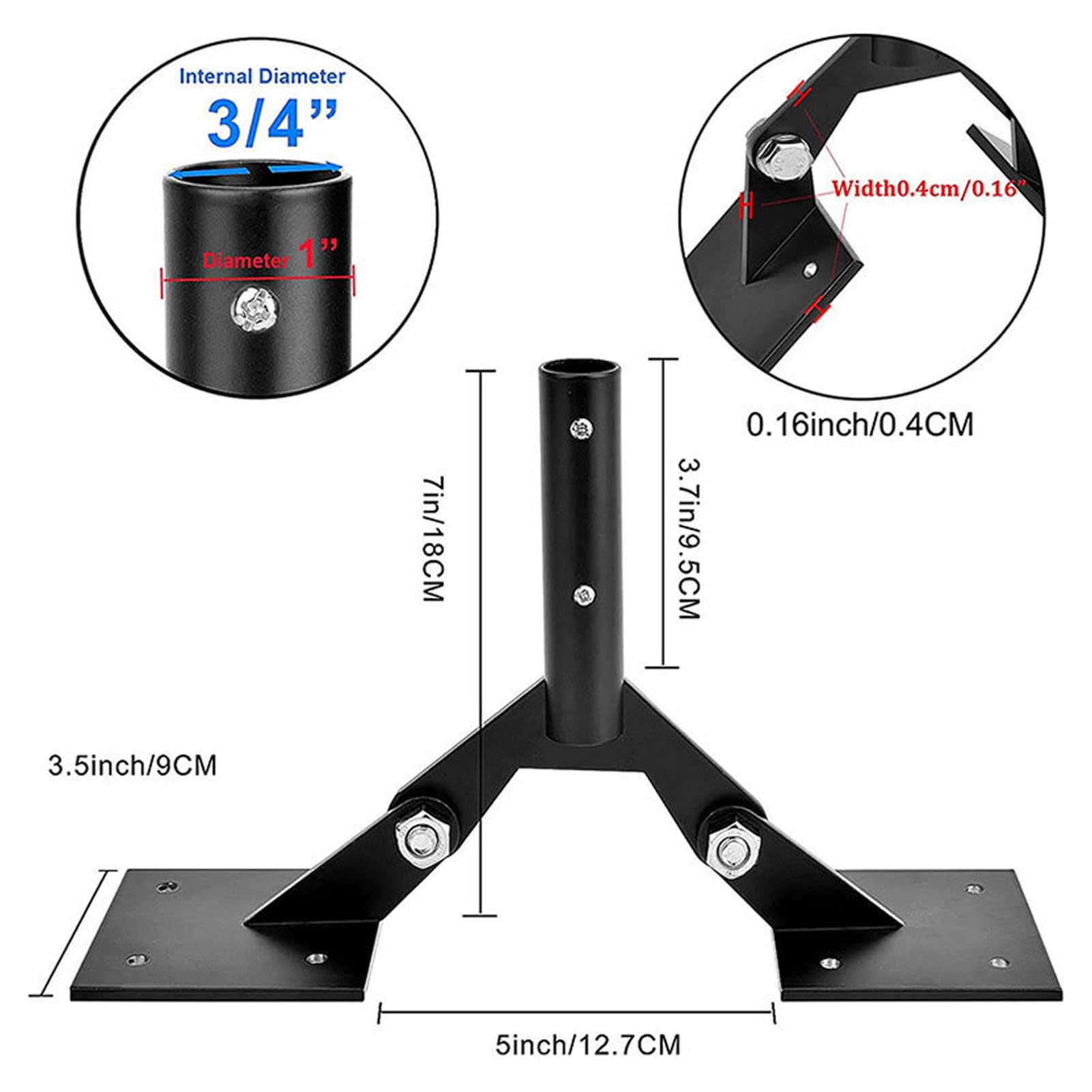 support de toit pour girouette, support de toit réglable en acier au carbone épais pour arroseur de mât de drapeau