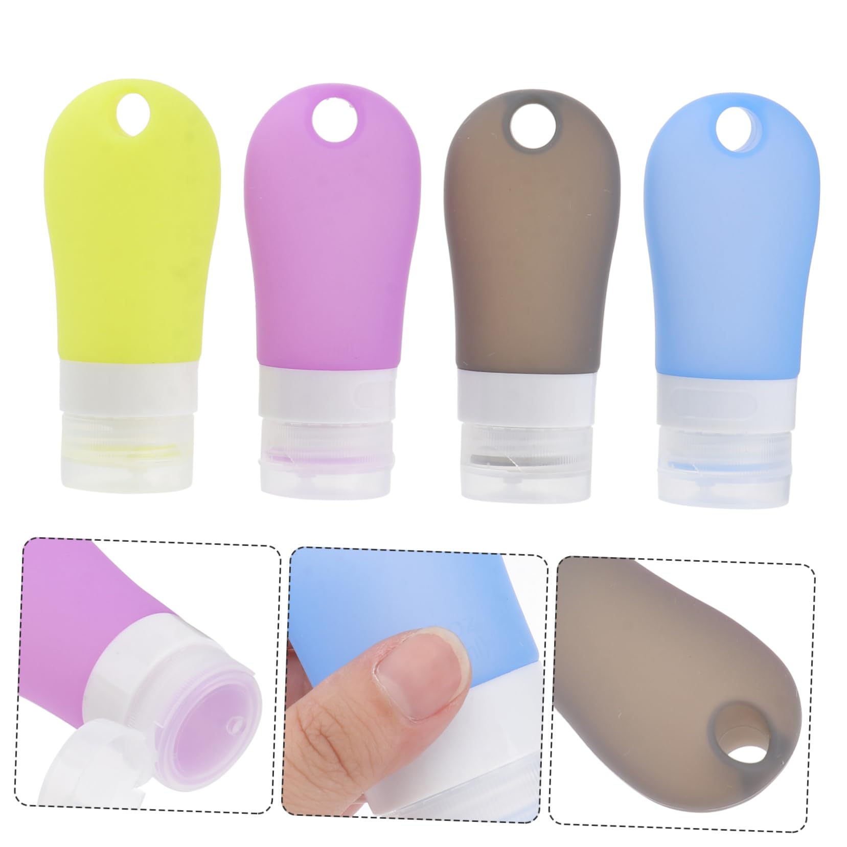 MAGICLULU 3 Set Di Flaconi Da Viaggio in Silicone Contenitori Di Imballaggio Ricaricabili Flaconi Portatili Per Emulsioni Per Cosmetici Flaconi Di Erogazione Vuoti 4 Pezzi * 3