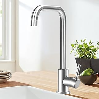Comprar Grifo Cocina, Grifos Cocina Fregadero Giratorio 360°, Grifo de Cocina Agua Caliente y Fría de Acero Inoxidable 304,Cozinha L Monomando-Cepillado Plata