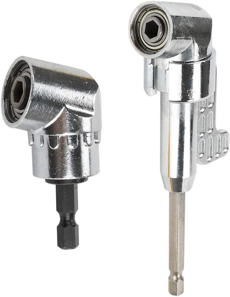 OSNY 1PC 105 Degree Right Angle Drill Angle Extension Power Screwdriver Drill Attachment + 1PC 1/4 Inch 105 Degree Angle Extension Socket Holder Adapter (C)
