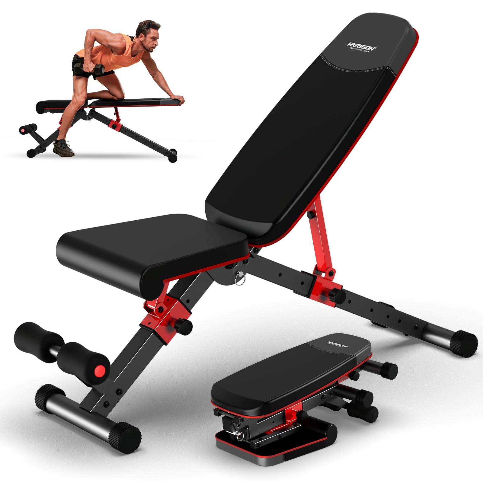 Harisonadjustable Weight Bench For Home Gym Foldable Workout Bench
