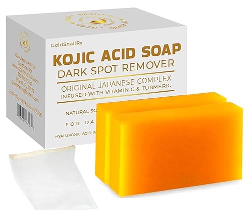 KOJIC - Jabón de ácido kójico original para eliminar manchas oscuras (paquete de 2 W/bolsa), auténtico jabón de ácido kójico para blanquear el