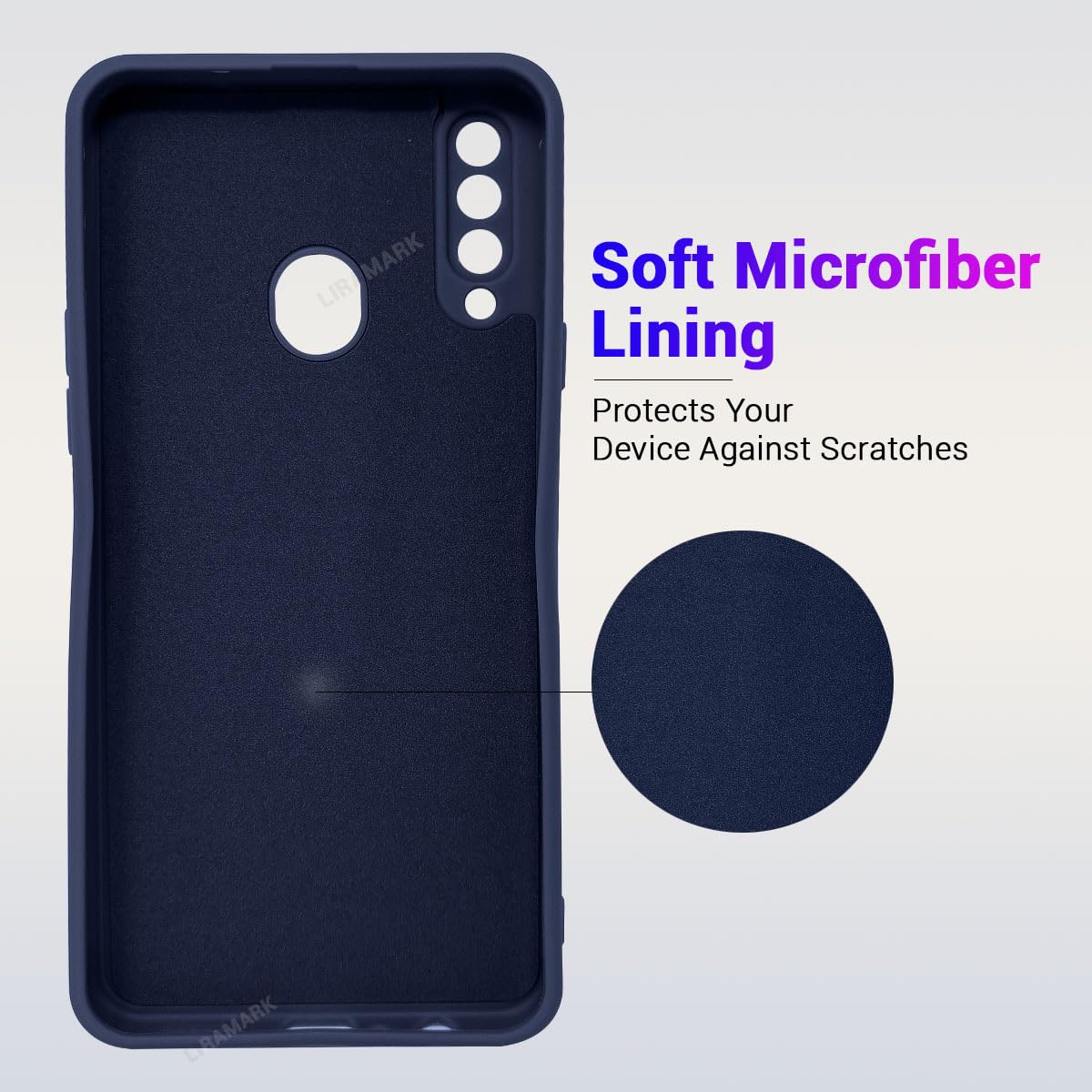 LIRAMARK Silicone Soft Back Cover Case for Samsung Galaxy A20s (Blue) — Amazon image 3