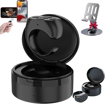 Fingertip Wireless Bluetooth Remote Control, Scrolling Ring Remote Control for TikTok, Phone Bluetooth Scroller Remote, Rechargeable Fingertip Camera Remote Scroll Ring for iOS/Android/Ipad Black-B