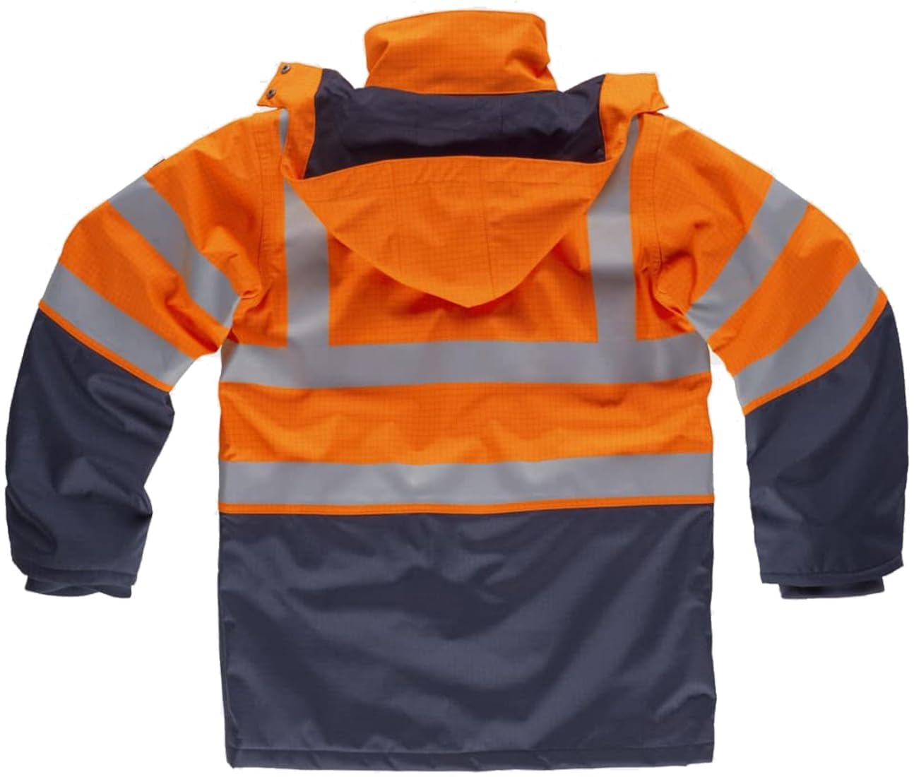 WORKTEAM Parka Ignífuga Alta Visibilidad, Antiestática con Protección Contra Soldadura, Arco Eléctrico, Ambientes Fríos, Lluvia y contra Productos Químicos. Waterproof. Unisex Naranja A.V.+Marino XXL
