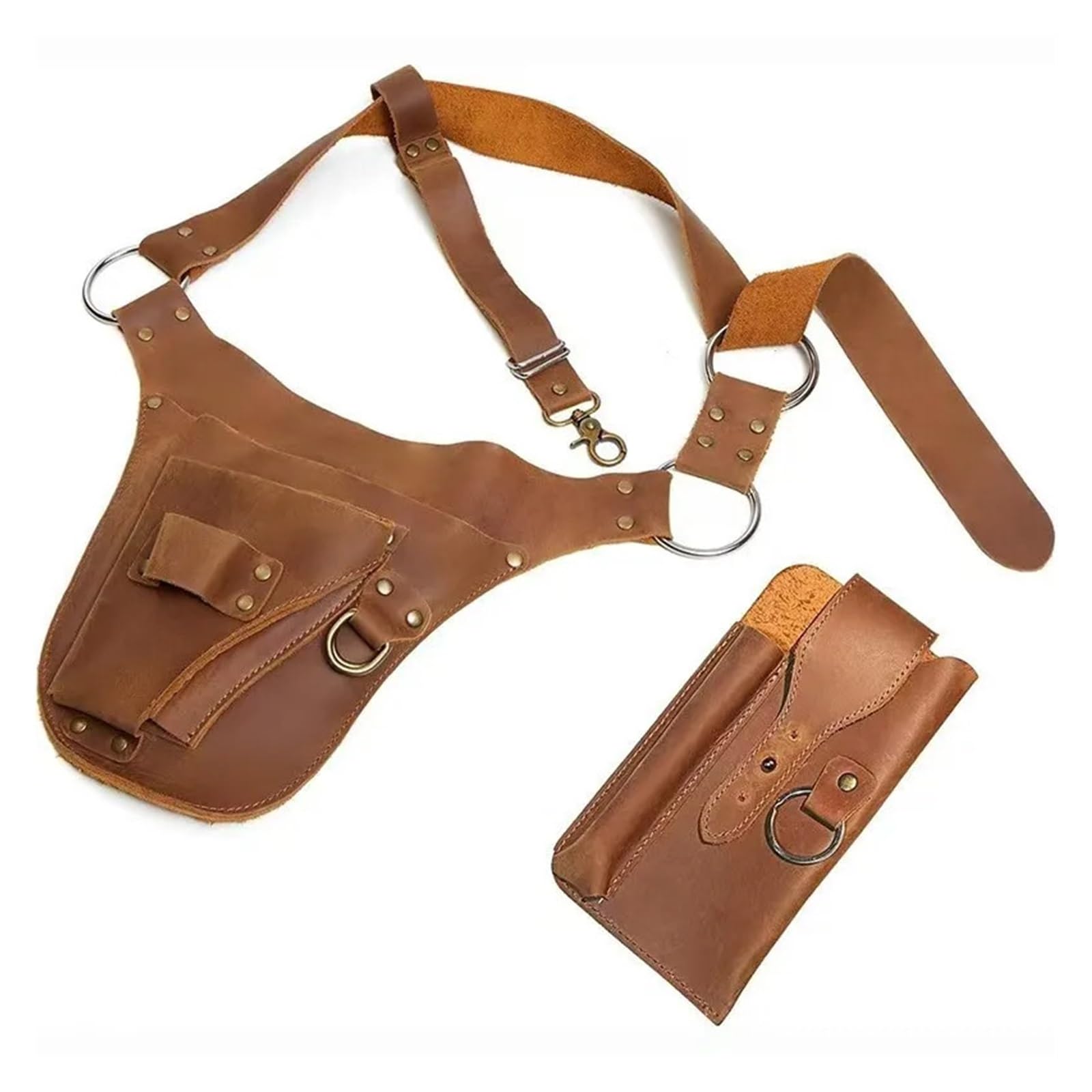 Secateur Holster Borsa da cintura regolabile for attrezzi giardiniere in pelle PU, borsa trasporto multitasche for fiorista, for fondina giardino e falegname