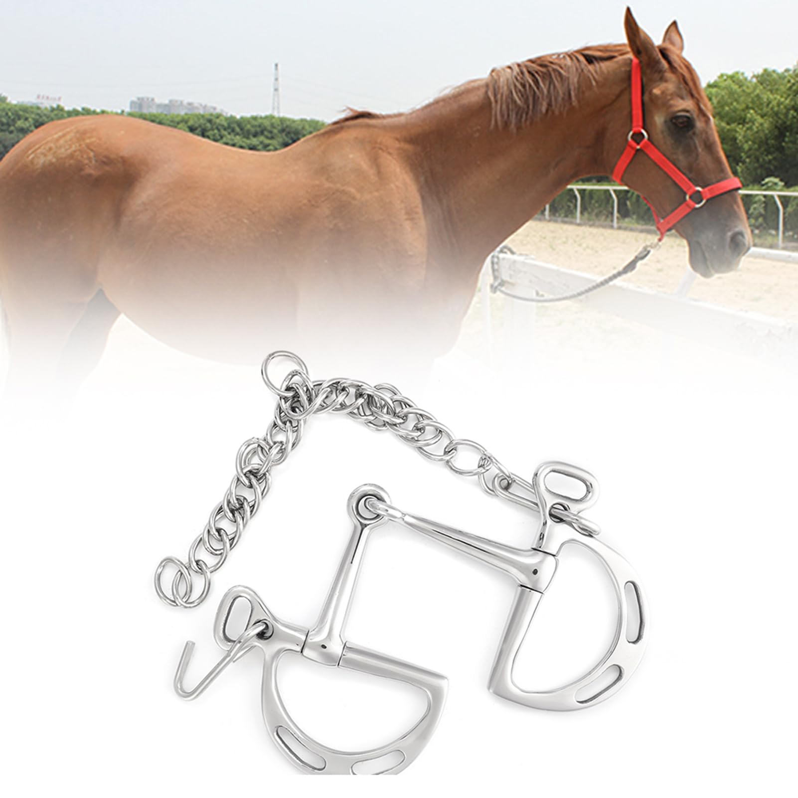 Jiawu per Bocca di Cavallo in Acciaio Inossidabile Solido Snodato con Rullo, Deterrente da Masticare Antiruggine da 125 Mm/4,9 Pollici per, Previene Mordere e Mangiare, Controllare Le attività del