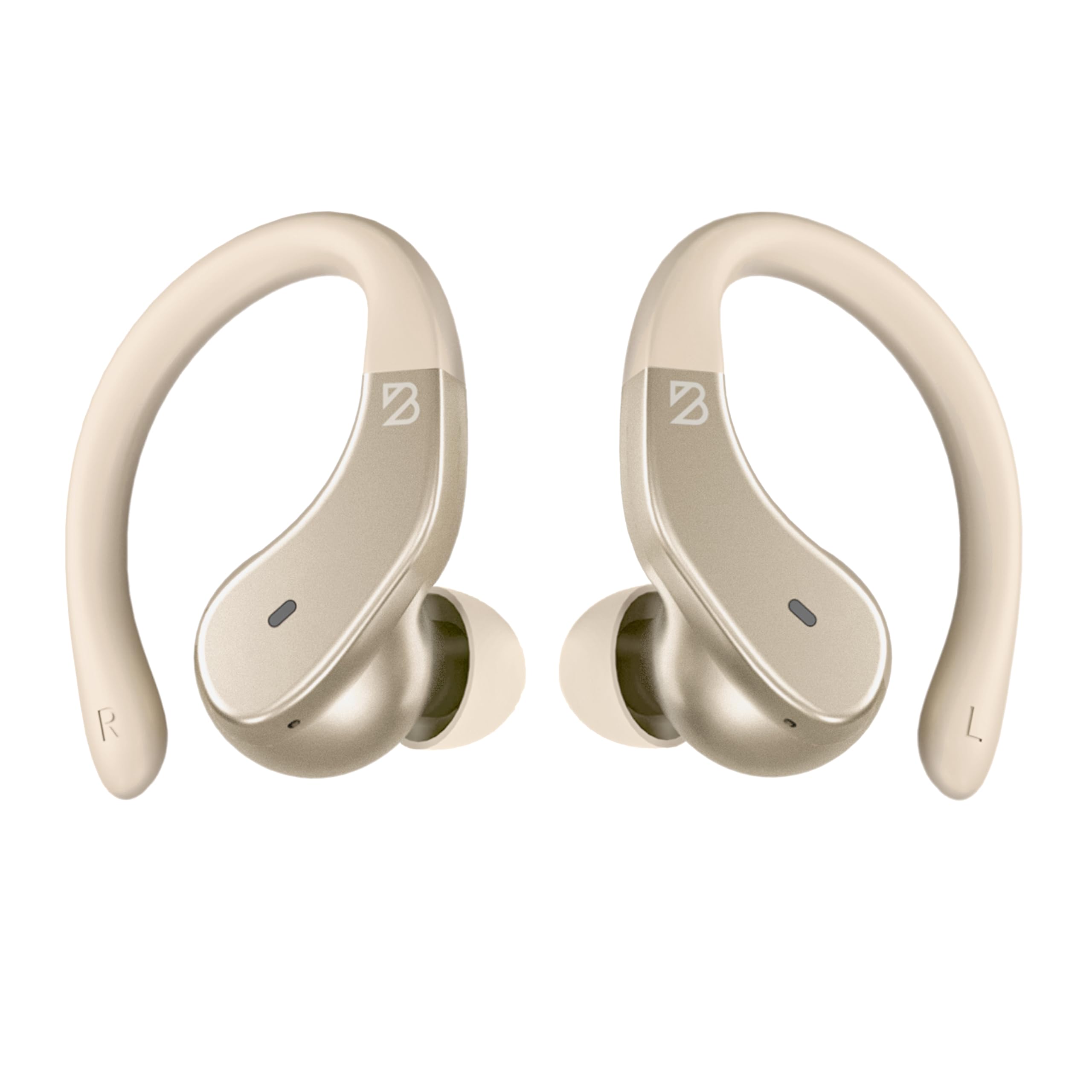 Runner 40 - Auricolari wireless per orecchie piccole, auricolari Bluetooth da corsa per donne e uomini, bassi profondi dorati, per piccoli canali uditivi con ganci, leggeri sopra gli auricolari
