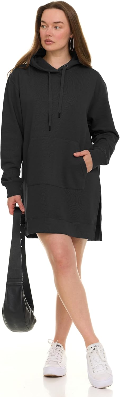 Hoodie Dress for Women – Trendy Pullover Long Fleece Oversized Sweatshirt Dresses for Women 2025 with Pockets, Split Hem