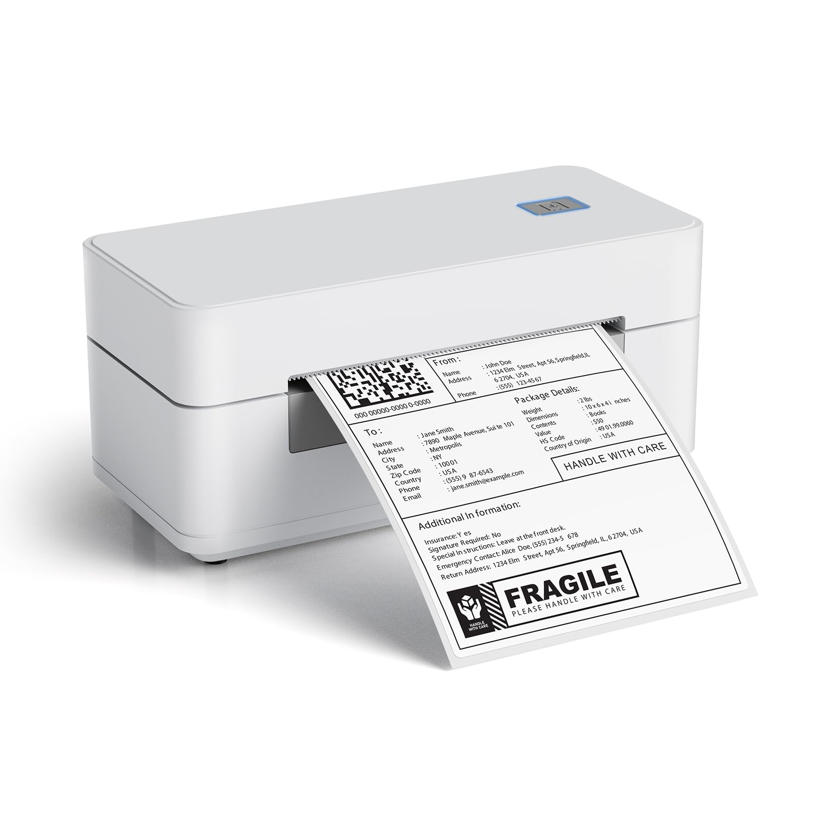 DHL drukarka etykiet Bluetooth 4 x 6 etykiet etykiet termicznych do Shopify Etsy DPD UPS, kod kreskowy kompatybilny z iOS, Android, Windows, Mac, Linux