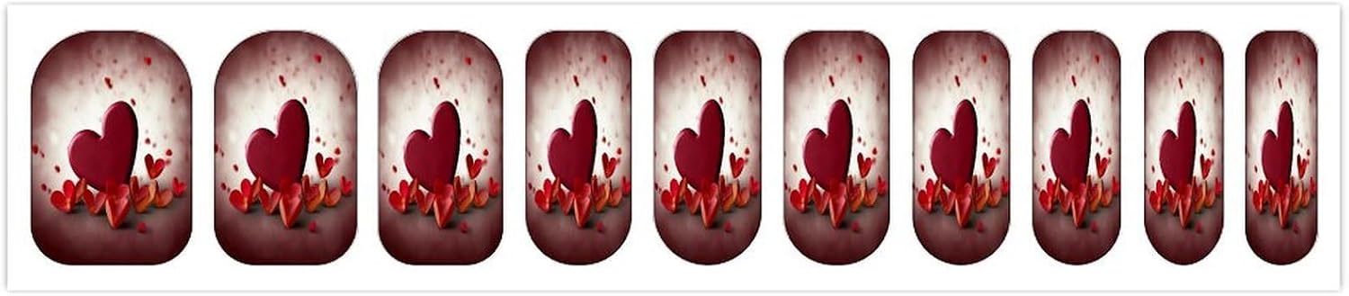 Hearts with LoveSummer Nail Stickers Nail Strips | Nail Art Stickers of 10 sets with decorate fingernails,toenails,artificial nails Full Cover Easy On-Off Non-Damaging