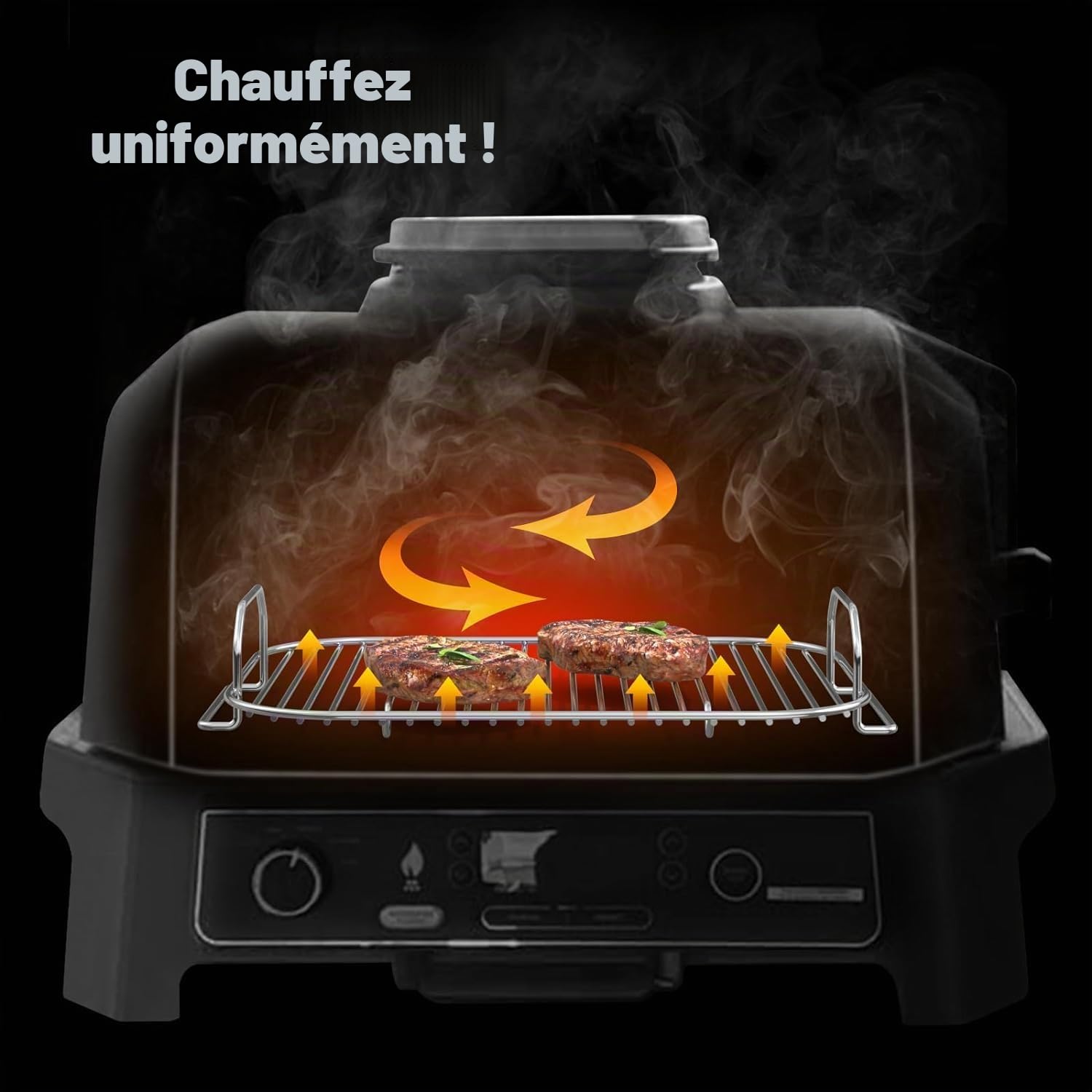 WELL GRILL XSKGRDPLTEU, CB350EU Plaque de cuisson plate et grille de cuisson pour Ninja Woodfire OG701EU, en acier inoxydable, accessoire pour barbecue électrique Ninja Wood Fire