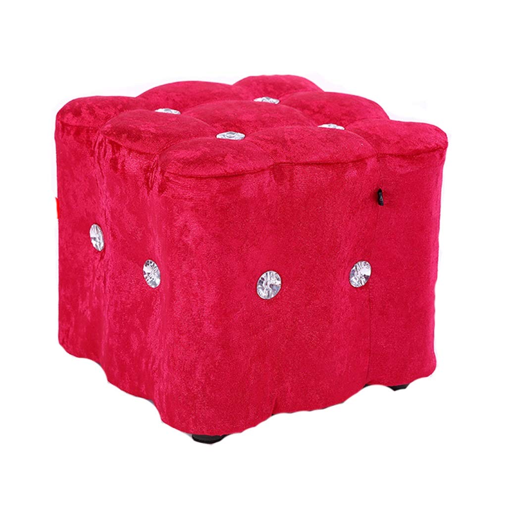Tabouret en tissu rouge pas cher pour changer de chaussures