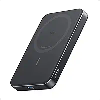 Anker MagGo Power Bank, Bateria Magnética Ultra Fina de 10.000mAh, Certificação Qi2, Portátil, Carregador MagSafe Compatível de 15W Ultra Rápido, Design Ergonômico, para iPhone 12-iPhone 17, Preto