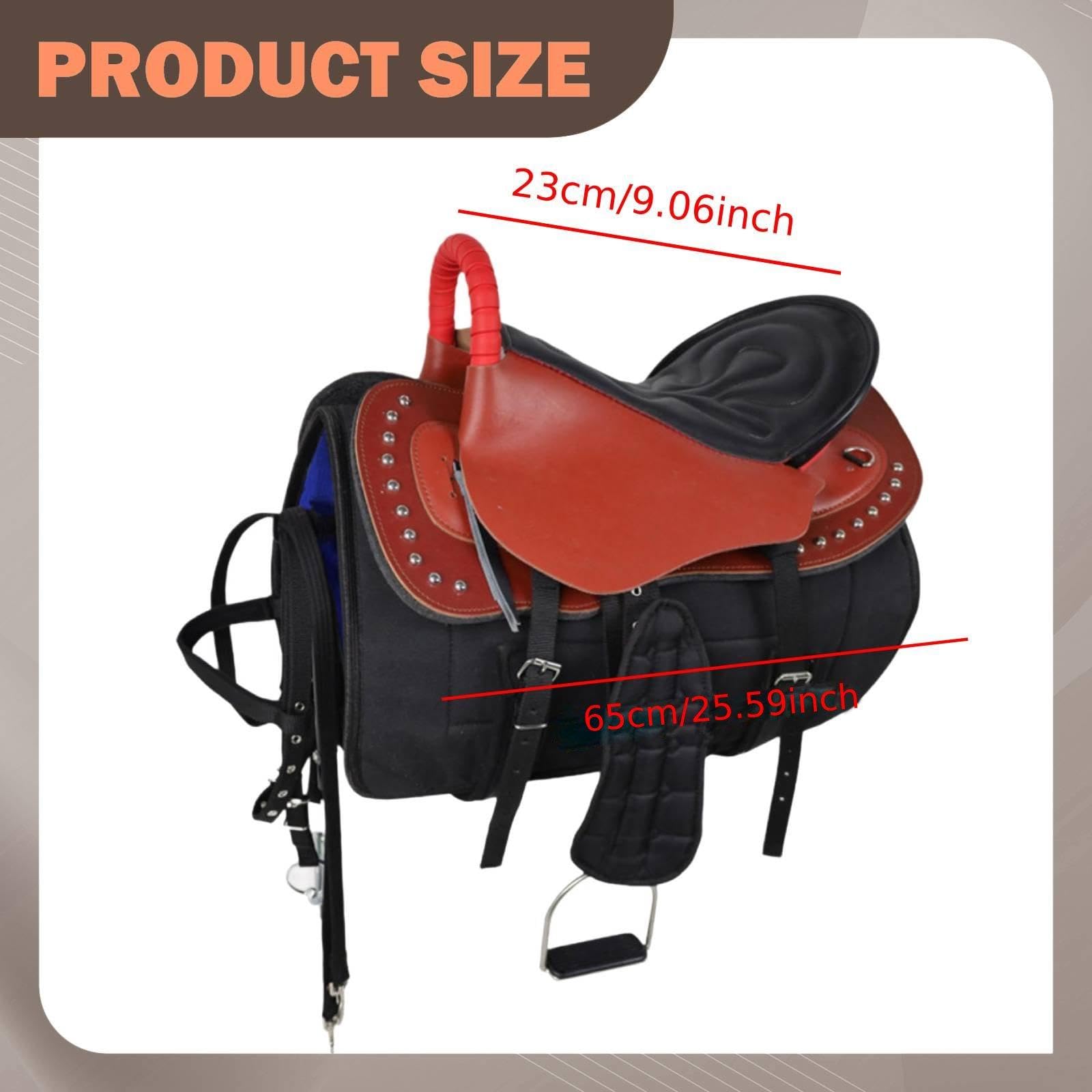 Silla de Montar para Caballo con Equipo Ecuestre Práctico Asiento de Montar Resistente Al Desgaste Juego de Correas Seguro Y Almohadilla Confortable a