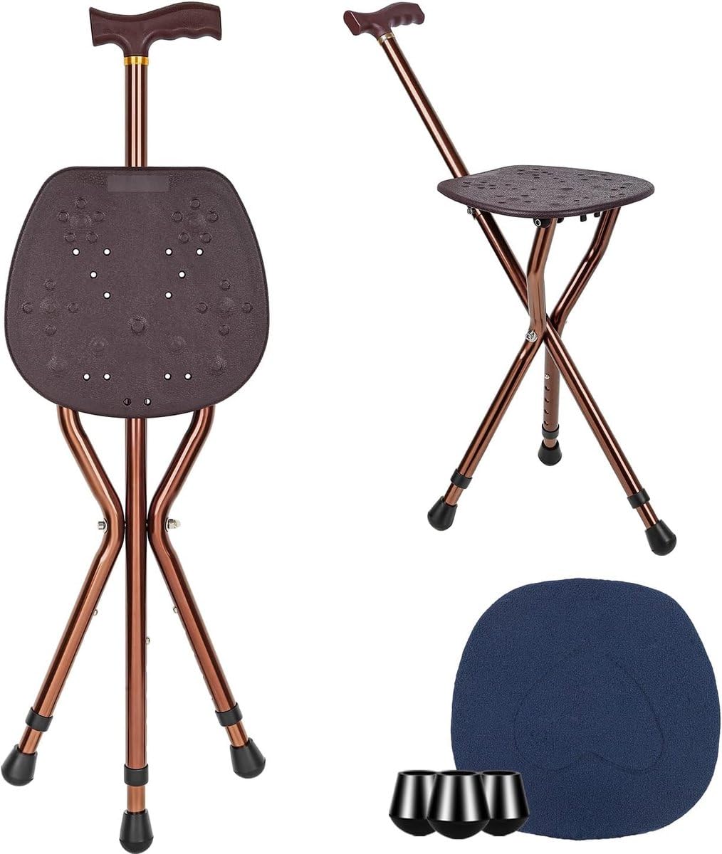 VOKA Bâton de marche avec siège - Pliable - 90 cm - Canne de marche avec siège - Bâton de marche avec chaise