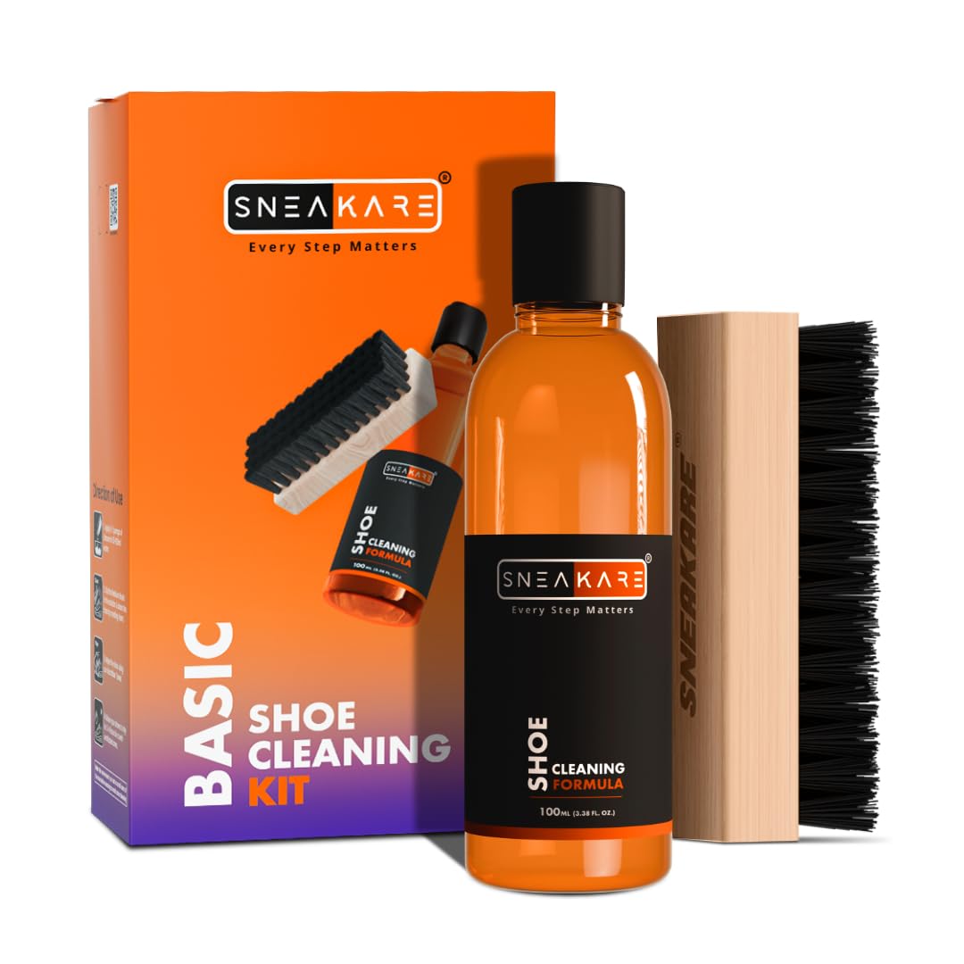Shoe Cleaning Kit with 100ml/3.4 Oz Cleaner, Brush & Towel Complete Kit For Sneakers, Nubuck, Suede & Leather