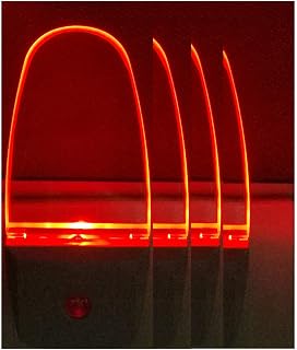 GREENIC Plug in LED Night Light Lamp 4 Pack with Light Sensor RED