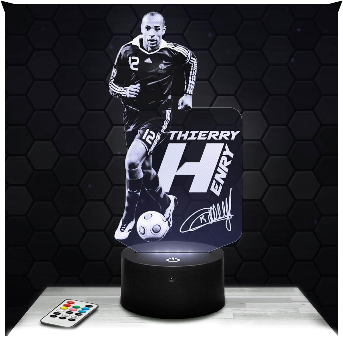 Lampephoto.fr - Thierry Henry Football Footballer 3D Lamp Decoration, Gift Idea for Men Thierry Henry Football Object Adult Night Light Room Decor, Original Christmas, Gift Idea for Men, Gifts