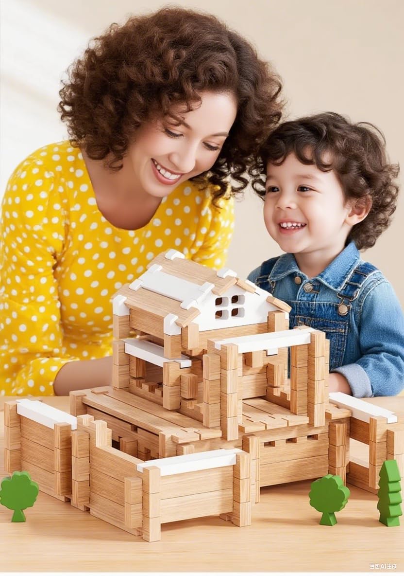 Laurierson 500 Piece Wooden STEM Building Blocks Set view 2