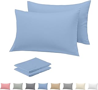 Rohi Juego de 2 fundas de almohada de microfibra, color azul cielo, fundas de almohada ultrasuaves y lisas con cierre de sobre, fundas de almohada transpirables y resistentes a la decoloración, tamaño
