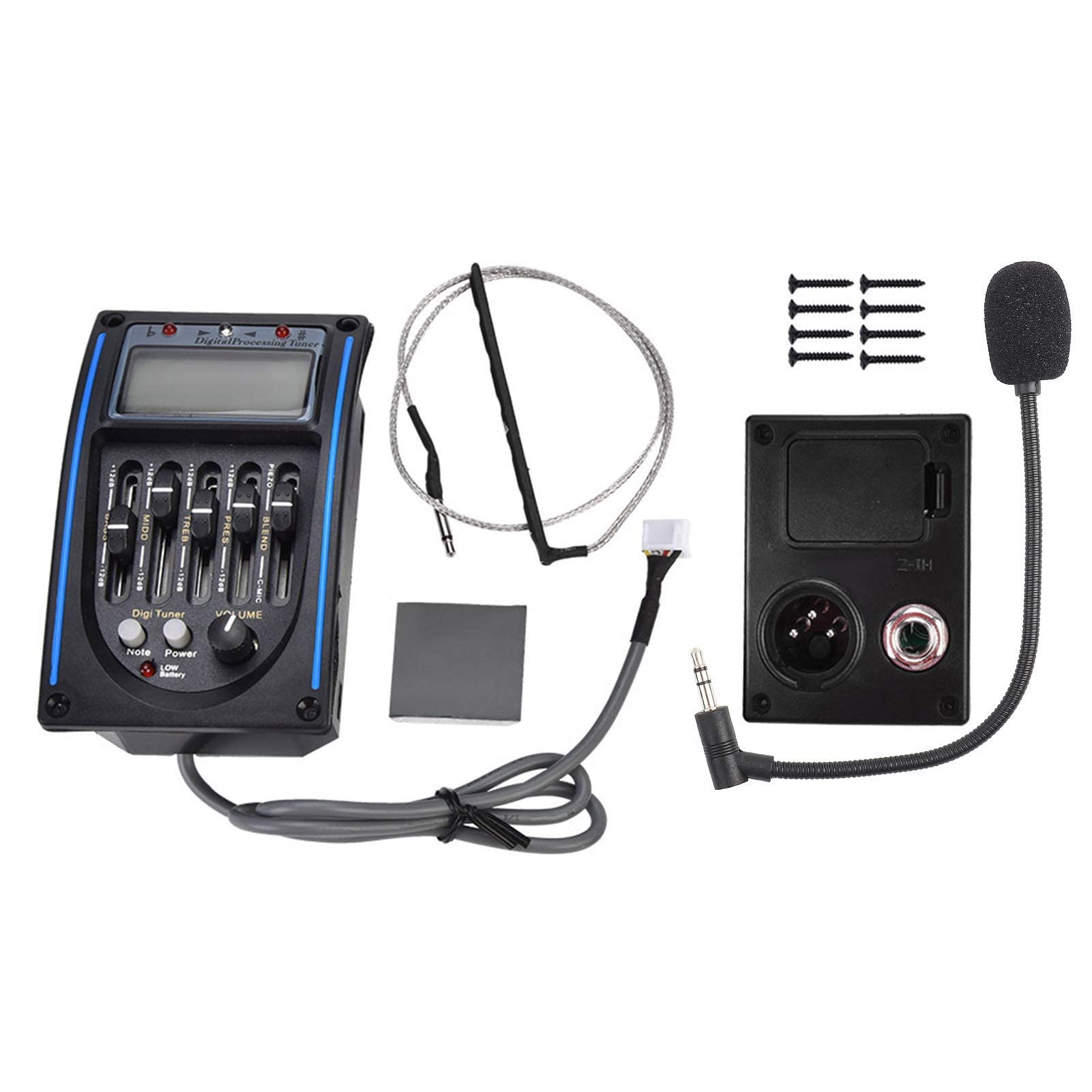 Bnineteenteam Pickup piezoelettrico EQ a 5 Bande con Microfono, Pickup sintonizzatore Digitale Semplice per Chitarra ed elettrica Raccogliere