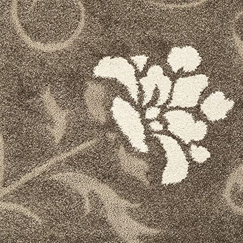 Image of Export Quality Microfiber Hand Woven Shaggy Carpet Collection with 2 inch Pile Height Carpet for Living Room & Bedroom Size 5x5 feet Square coular Beige /Ivory