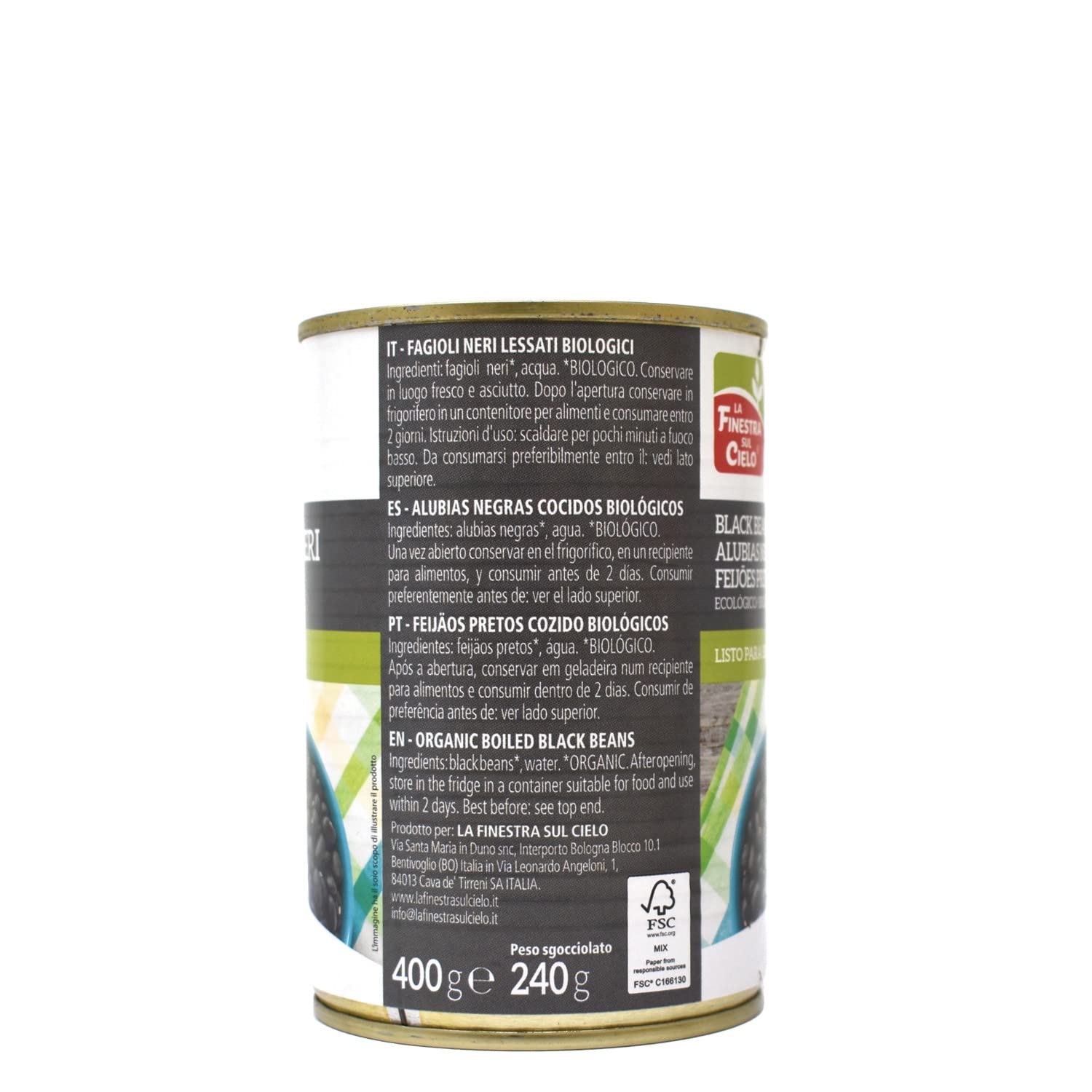 LA FINESTRA SUL CIELO ALUBIAS NEGRAS en lata 400gr. BIO