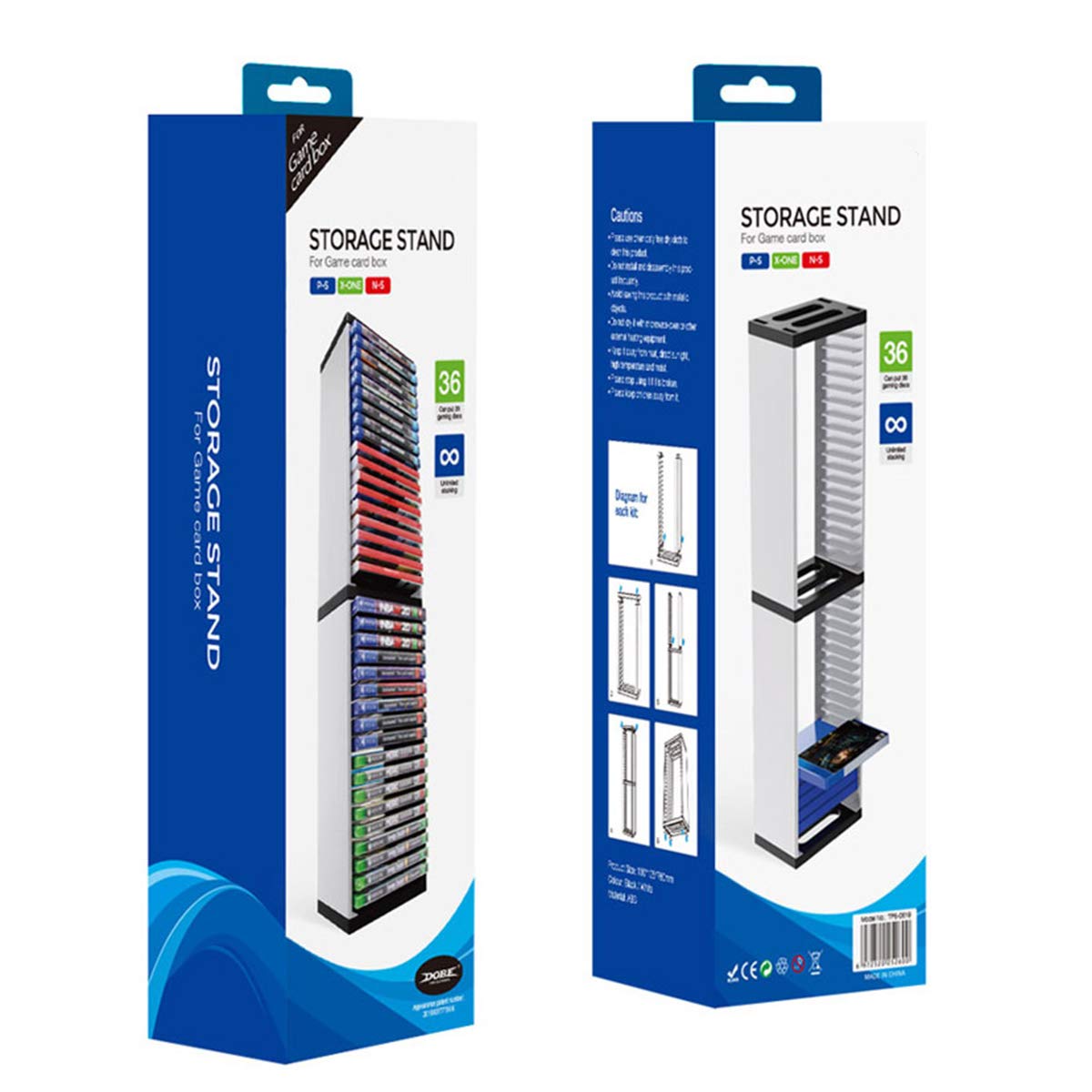 Queen.Y Supporto per Rack Torre di Archiviazione per Scatola di Dischi di Gioco per Ripiano di Archiviazione PS5 con 36 Pezzi di Dischi di Gioco, Supporto per Xbox Switch Games