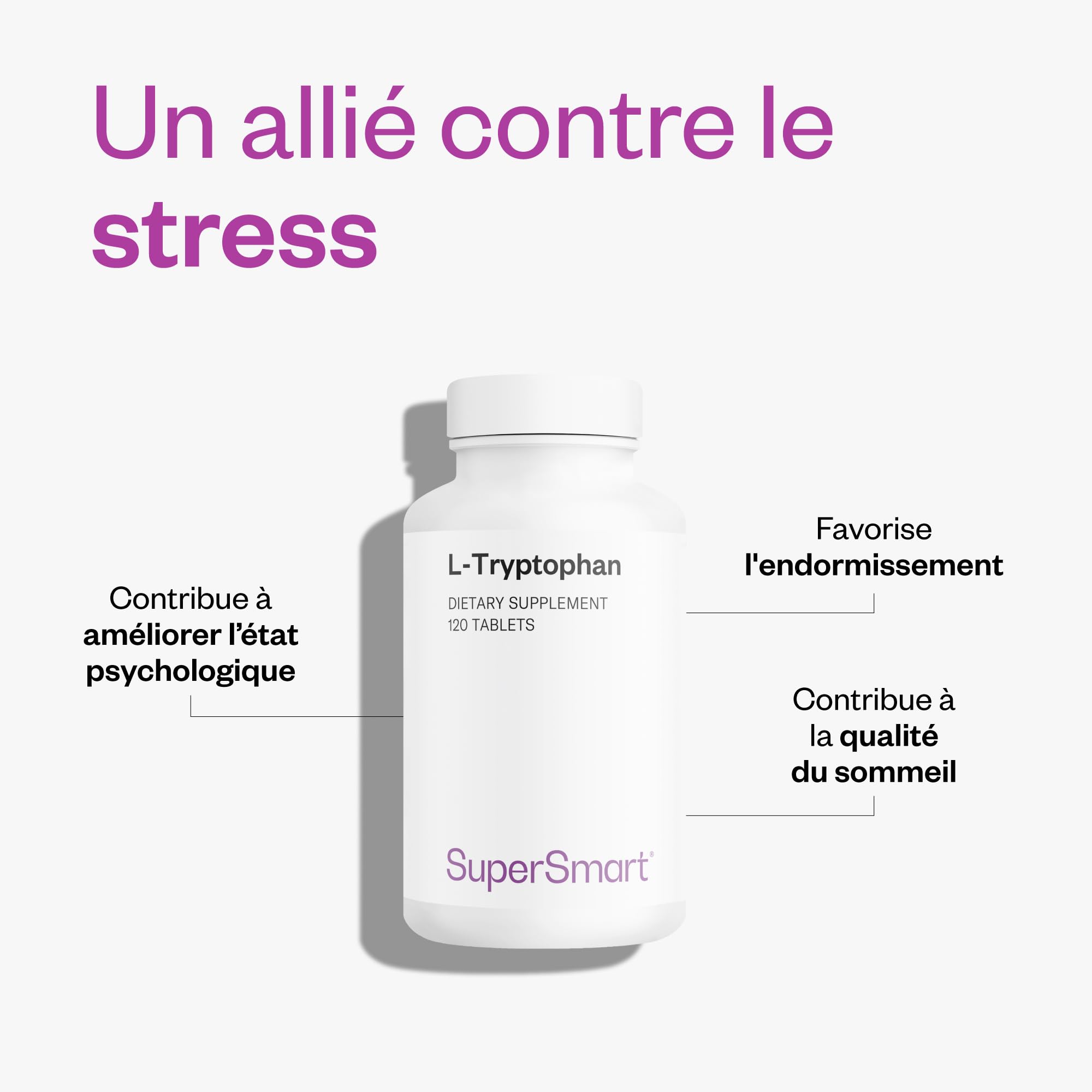 L-Tryptophane - Qualité du sommeil et Endormissement - Vegan - SuperSmart | Précurseur de la Sérotonine, de la Mélatonine, du 5-HTP et de la Niacine - Sans Gluten