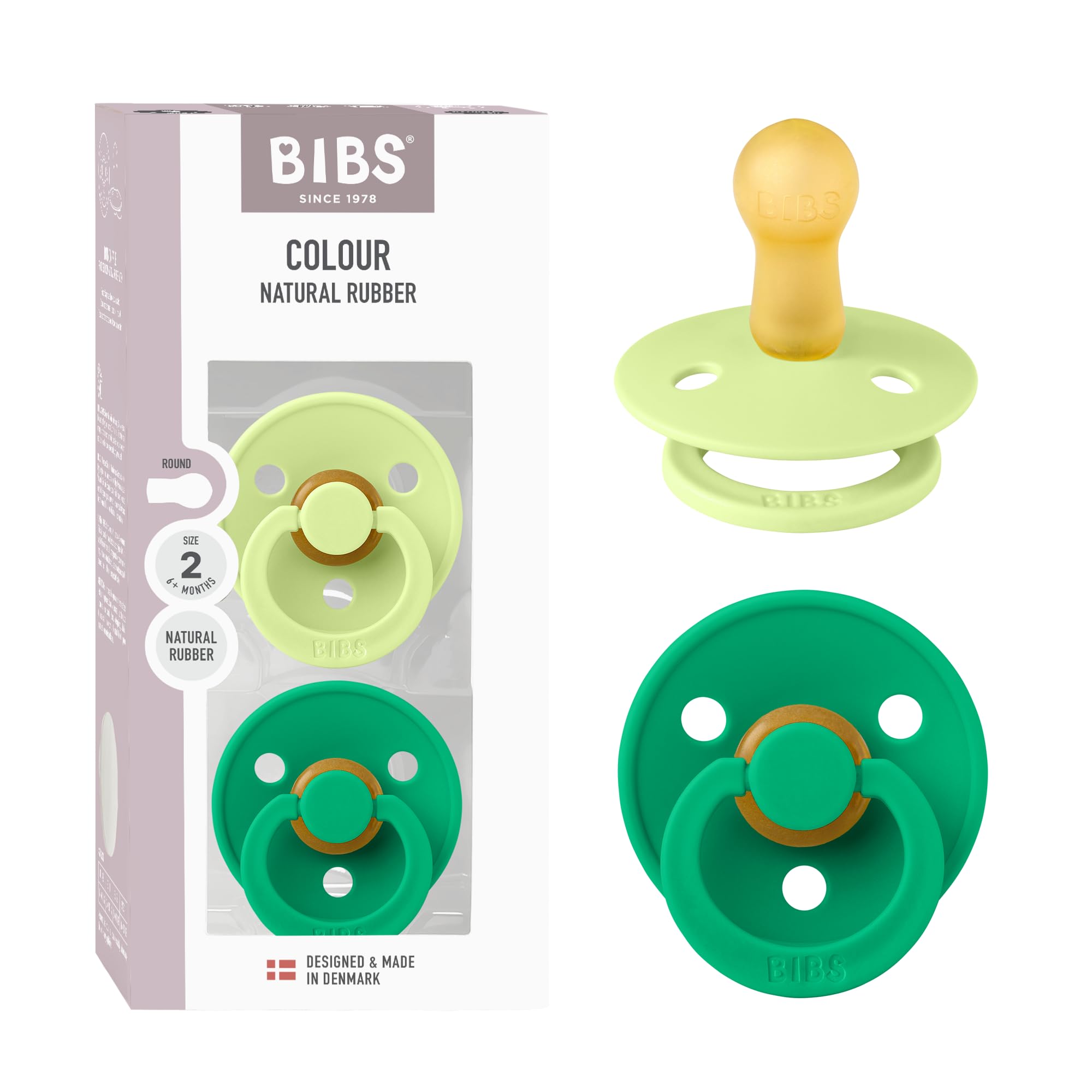 BIBS Colour Paquete de 2 chupetes. Libre de BPA, Tetina redonda. Látex natural, Talla 1 (0-6 meses), Baby Blue/Baby Blue — view 102