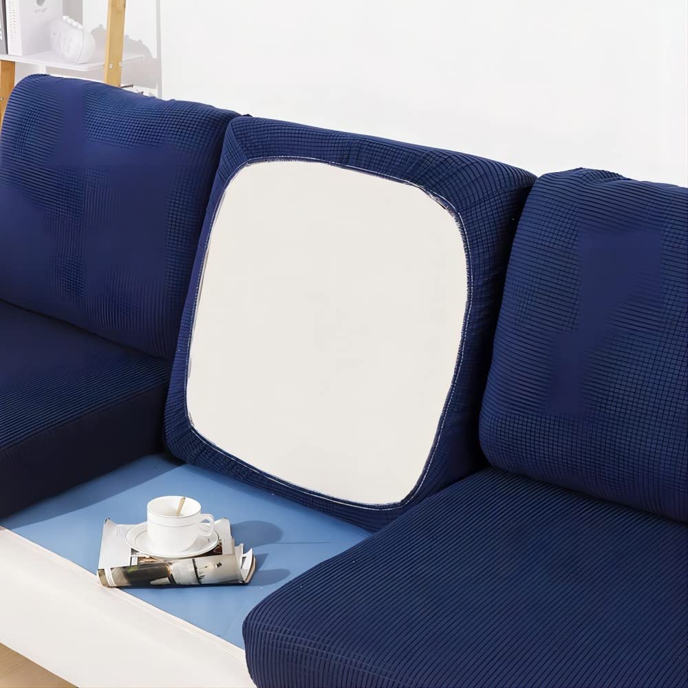 BOLUXIU Sofa Seat Cushion Cover-Stretch Elastic Cushion Cover Sofa Seat Cushion Cover Multiple Colors Suitable for all sofas, Navy, XL Plus(65--79inch)