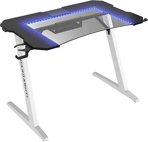 Miniatura 4 de Atlantic Dardashti - Computadora de PC mesa de juegos en forma de Z estación de trabajo para gamer con portavasos y gancho para auriculares Z1-21