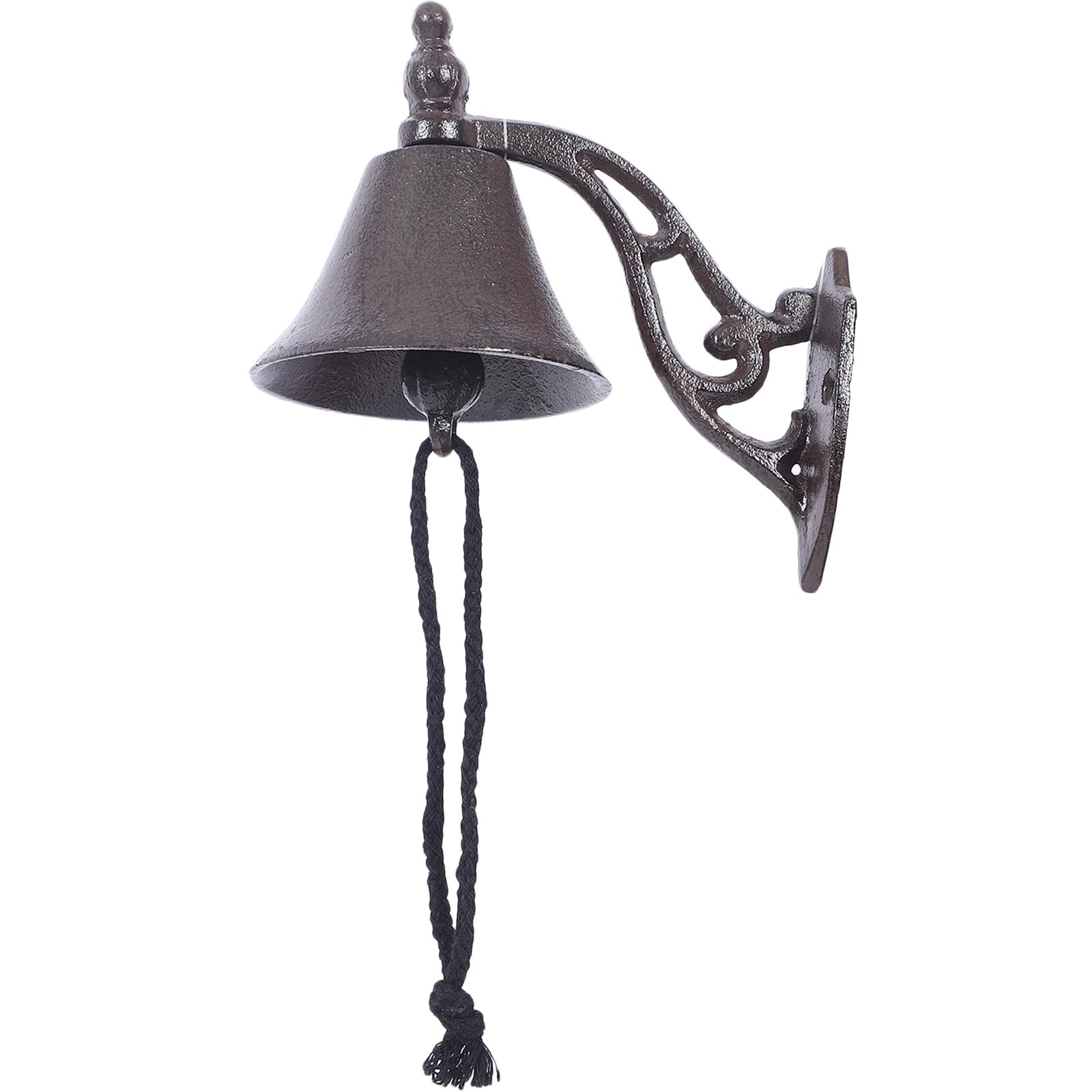 Corde en coton clochette décorative et sonnette vintage en métal noir Hemoton