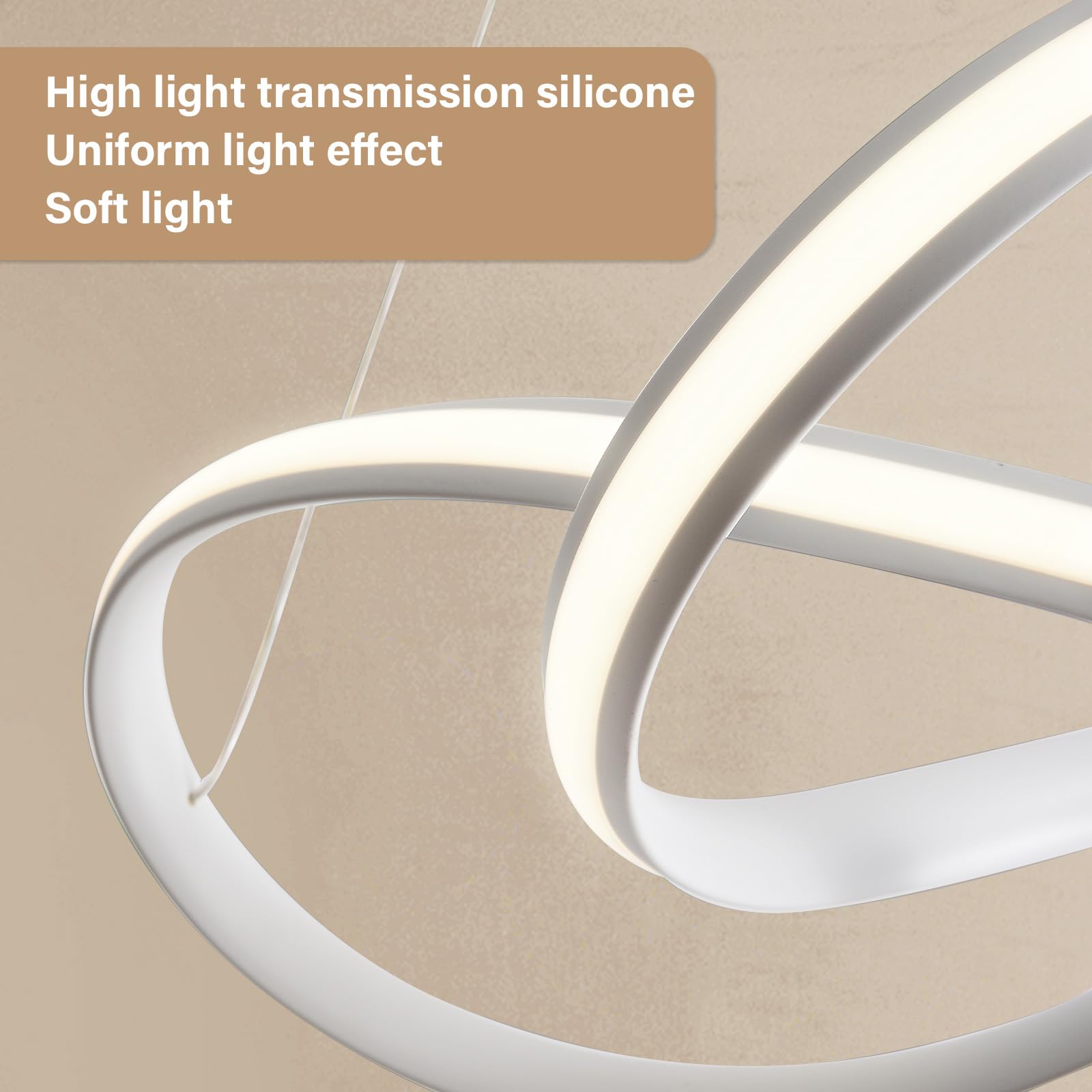 Lampadario Soggiorno, Lampada a Sospensione 30W 3000Lumens, Lampadari a LED Dimmerabili 3000K-6000K con Telecomando, Adatto per Sala da Pranzo, Soggiorno, Camera da Letto, Ufficio, ecc.