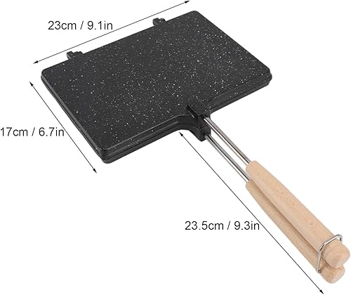 Miniatura 5 de Sandwichera de mano, sándwiches tostados para estufa, sartén abatible de aluminio de doble cara para evitar que se pegue la tostadora de mano,
