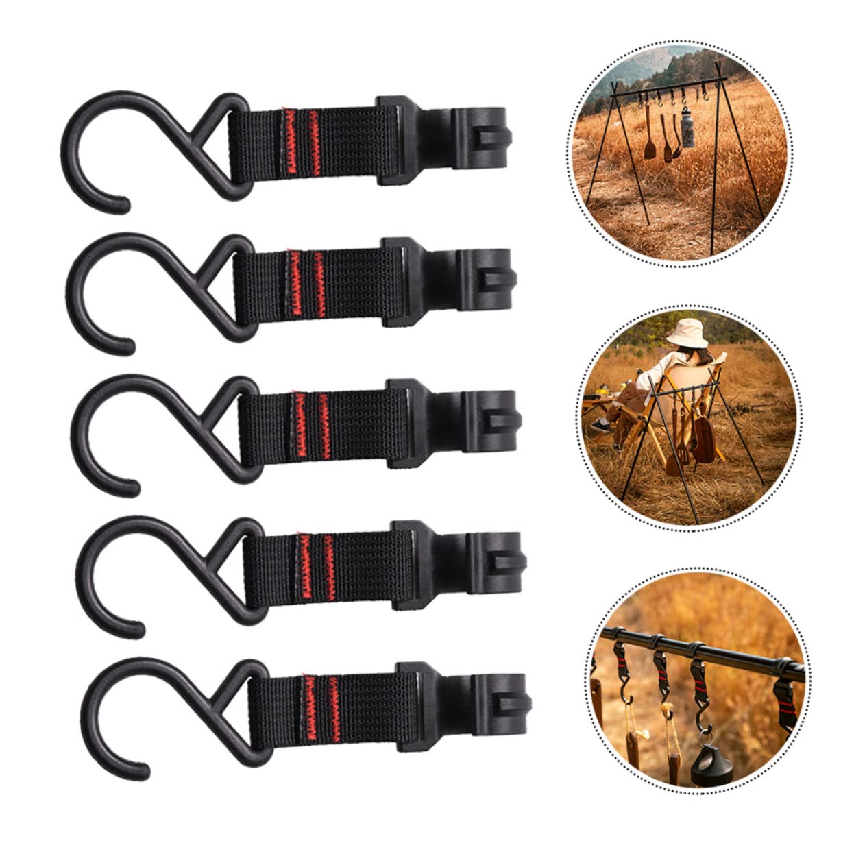 Sosoport Gancio Accessorio Campeggio Portautensili Gancio del Cavo del Ganci Gancio Portaborse Gancio Gancio Esterno Plastica Acciaio Black