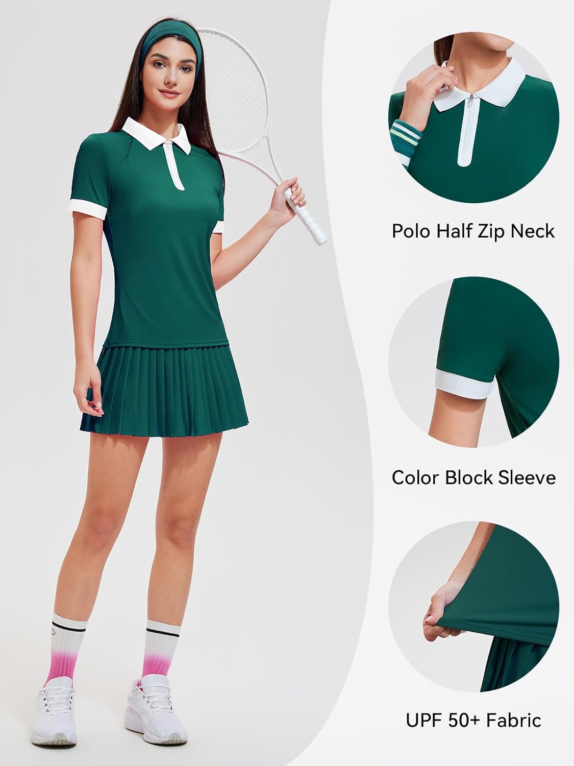 Women's Polos Golf Shirts UPF 50+ Collared Shirt Quick Dry Tennis Work Athletic Tops
