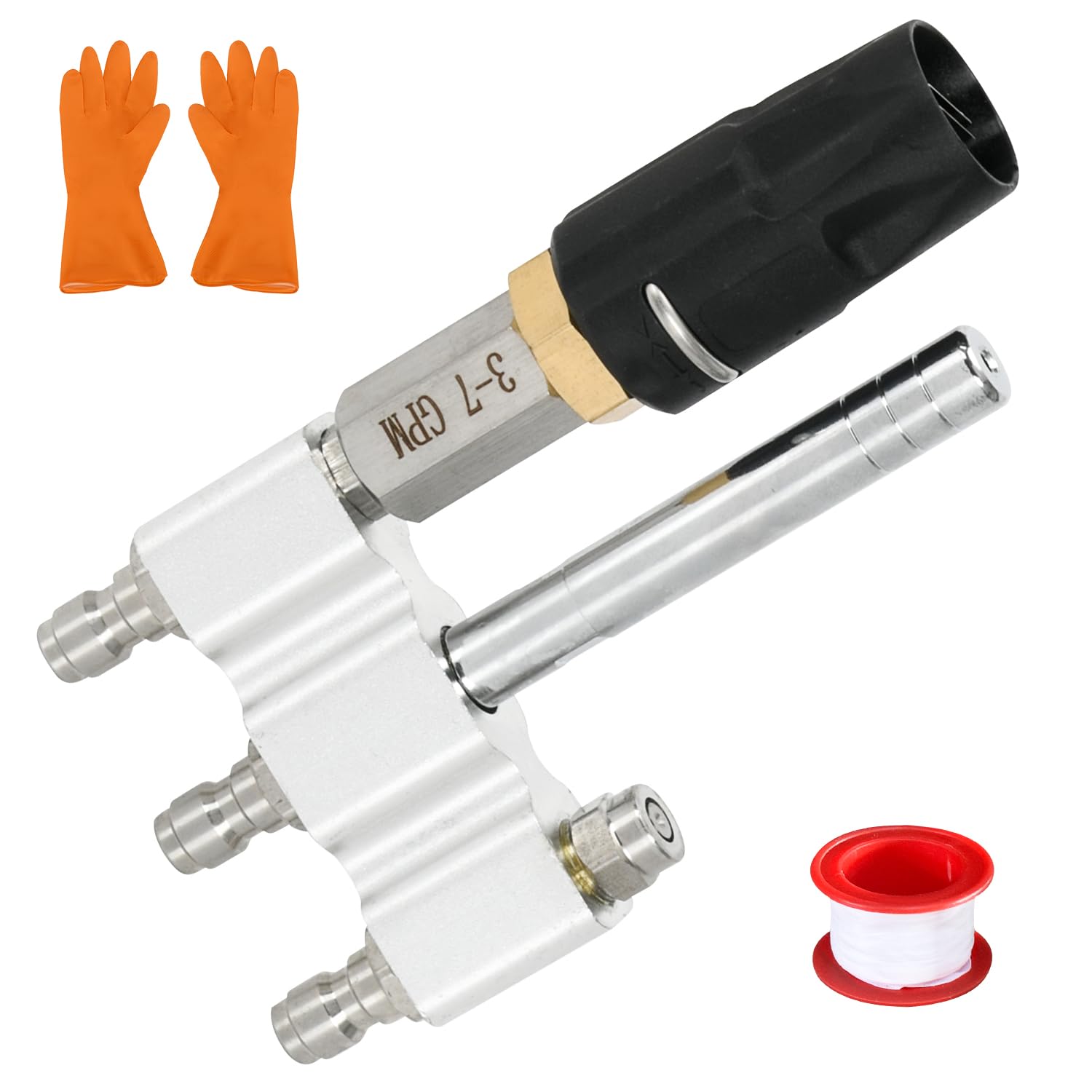 3-in-1 Downstream Soft Wash Nozzle, Adjustable Shooter Tip M5 Twist Nozzle, 0-60° Spray Pattern with 1/4" Quick Connect for 3-7 GPM 1700-6000 PSI