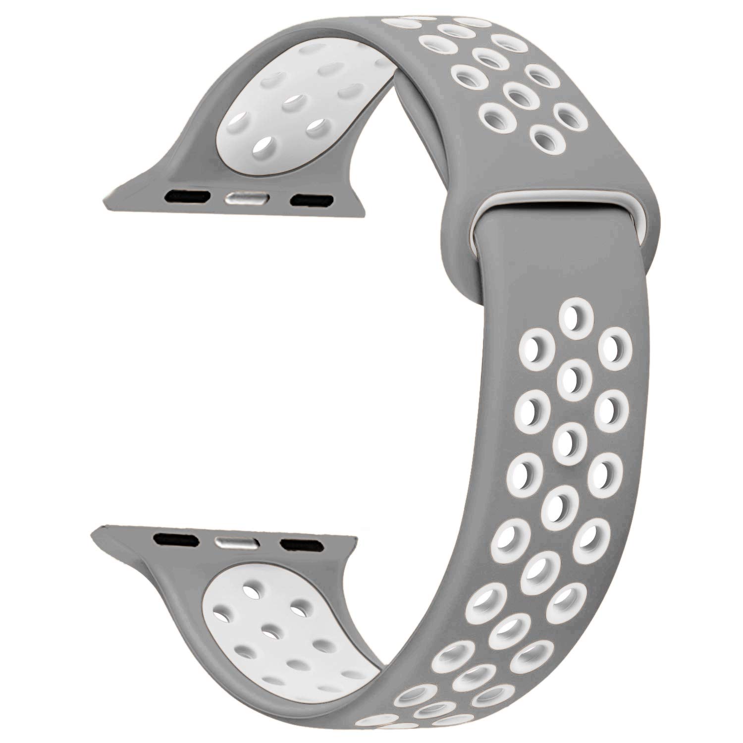 Microsonic Apple Watch Series 6 40mm için Kordon Rainbow Band Gri Beyaz [Watch Series 6 40mm ile Uyumlu Kordon - Gri Beyaz]