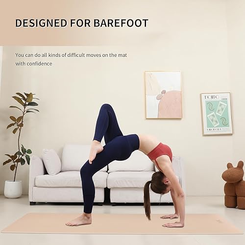 Miniatura 3 de Tapete de yoga extra grueso de 0.315 pulgadas, suave y ligero de TPE con correa, alta elasticidad, antifatiga, tapete antideslizante para mujeres,