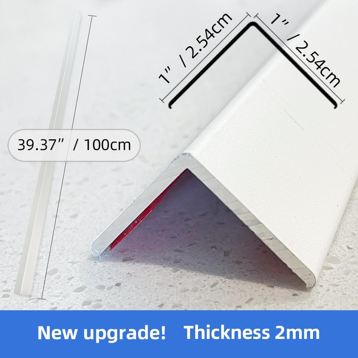 4 Pcs Aluminum Angle Corner Guards, 1" x 1" x 39.4" Metal Wall Corner Protector L-Shaped Molding Trim for Wall Door Frame Cabinet Protection Decoration, 2 mm Thickness, White White 4