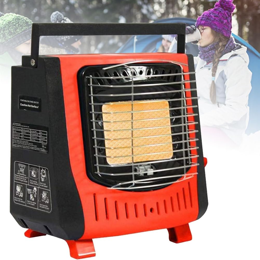 Tragbarer Gasheizer, Kleiner Mini-Gasheizer, 5000 BTU Butan-Keramik-Gasheizer mit automatischem Abschaltschutz, for Reisen, Camping, Wohnwagen, Angeln, Zuhause, drinnen und draußen, kompakt