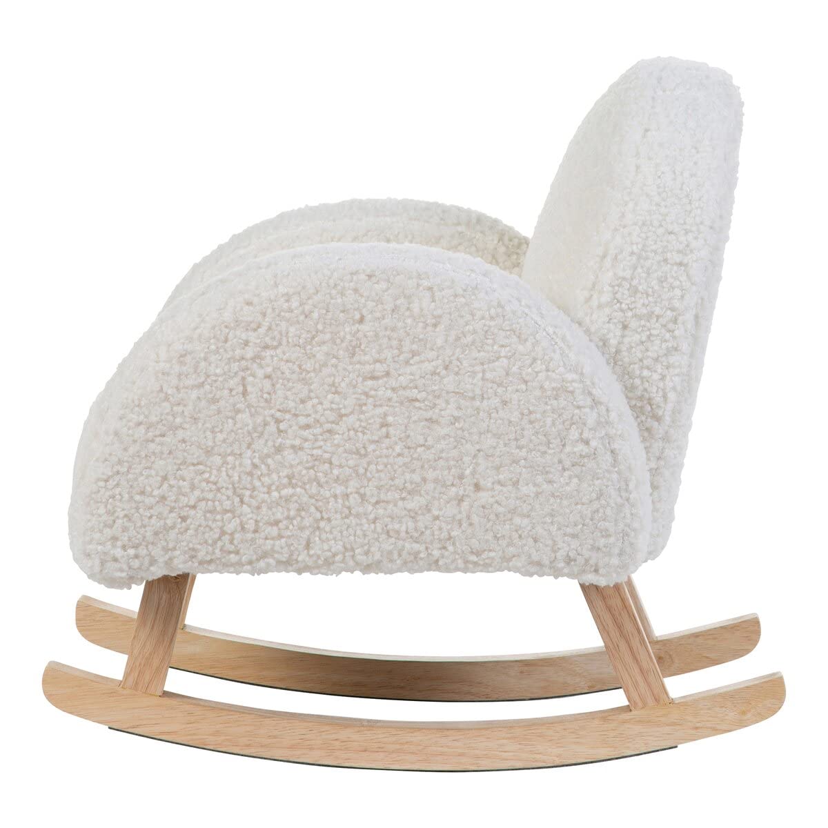Childhome, Schaukelstuhl für Kinder, bequemer Sessel, Holzsessel, Design, robust, sicher, Sessel mit Armlehnen, Teddy weiß