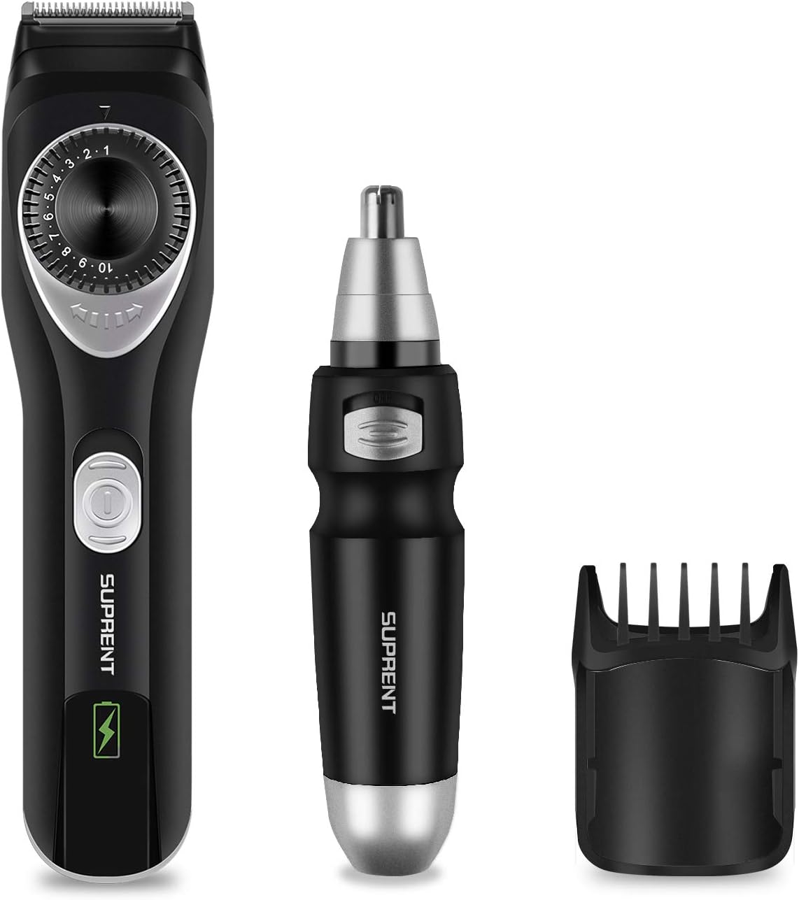 SUPRENT Beard Trimmer Adjustable Beard Trimmer, All-in-one Beard Trimmer for Men with Li-ion Battery, Fast Charge, Long-Lasting Use, 19 Built-in Precise Lengths, USB Charging, Nose Hair Trimmer