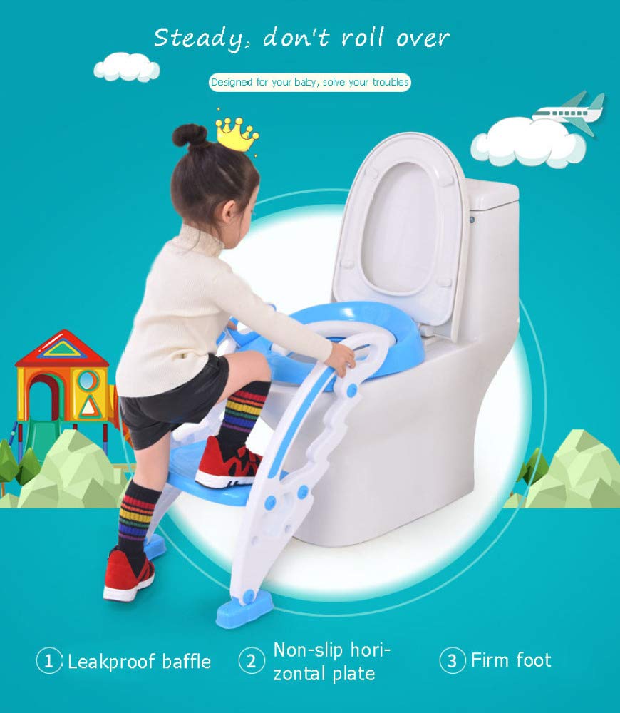 Reductor De WC Plegable, Asiento De Inodoro para Inodoro Entrenador De Inodoro para Niños Pequeños Y Bebés con Escalera De Taburete para Niño Y Niña,Blue