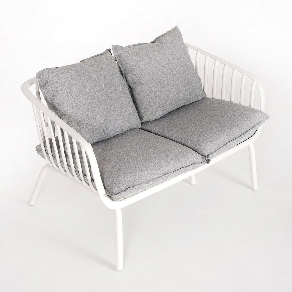 LOLAhome Conjunto Jardin Vione con Sofá, Mesa de Centro y 2 Sillones, Gris