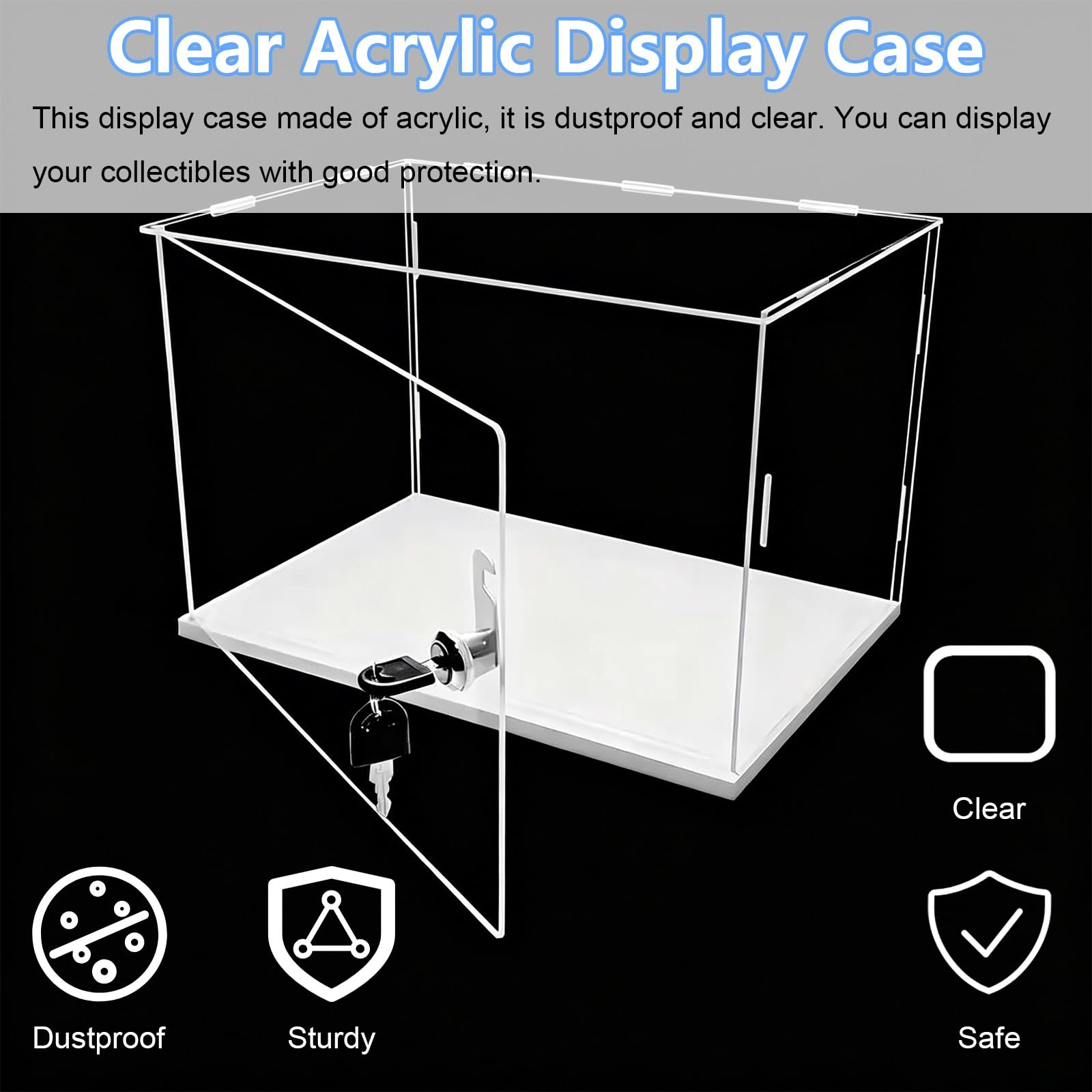 Teca Plexiglass Scatole Espositive in Acrilico per Oggetti da Collezione Assemblati, Vetrina Espositiva Trasparente in Acrilico per Miniature/Modelli di Auto(14x8x14in/35x20x35cm)